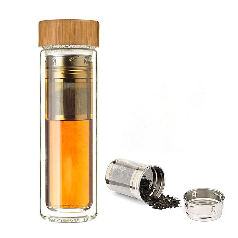 BambooBrew 400ml Glass Tea Infuser Bottle