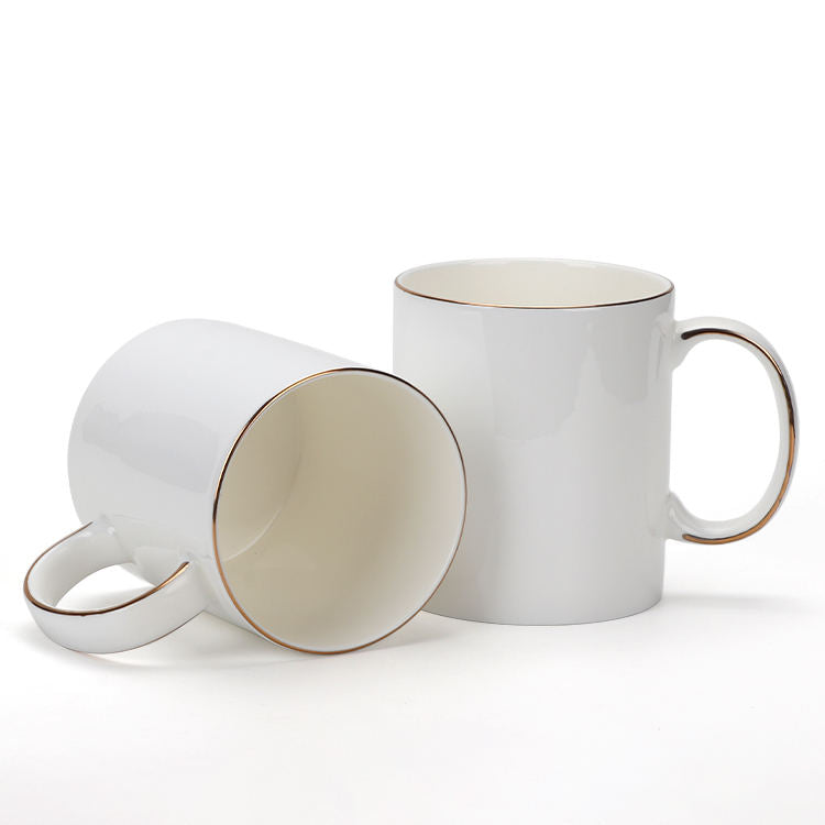 380ml Gold Rim Ceramic Mug