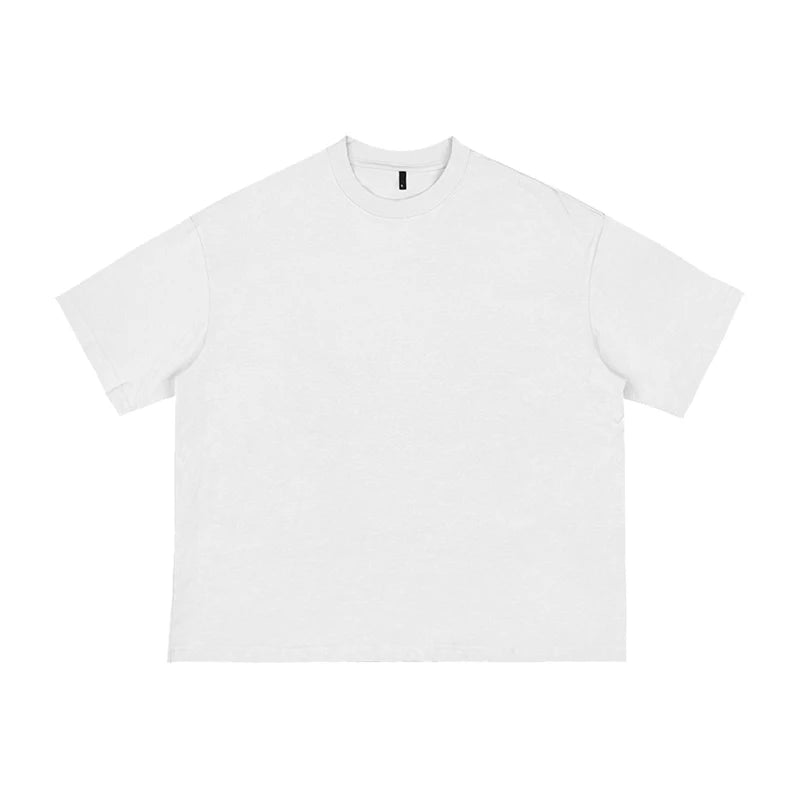 100% Cotton Boxy Men's T-Shirt 240 GSM Heavyweight Streetwear Oversized Dropped Shoulders Cropped Custom Logo Short American OEM