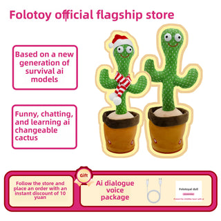 Toy AI Cactus Smart Toy Large Intelligent Conversation Model Birthday Gift for Boys and Girls Party Supplies