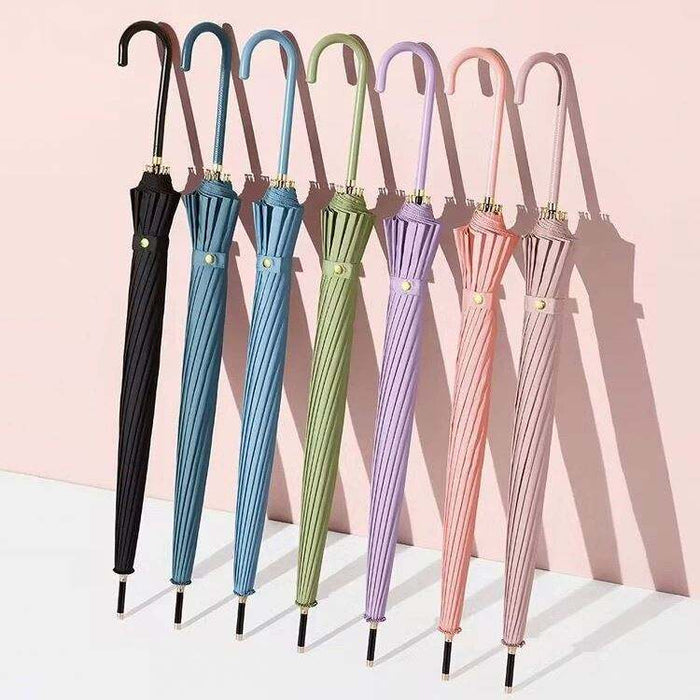 23" Elegant Straight Umbrella with Leather Handle