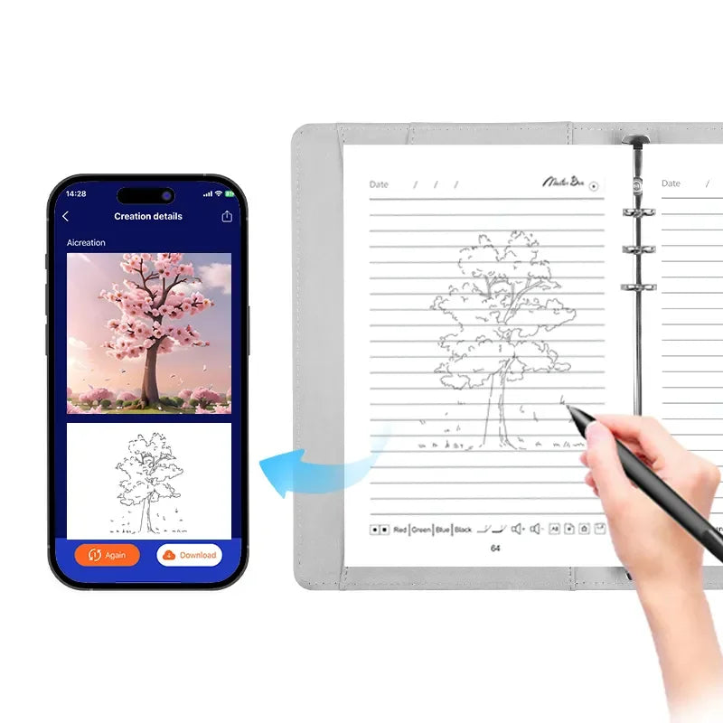 Smart Notebook and Pen Set with AI Office Design Renderings Language Translation Spiral Style-New Product