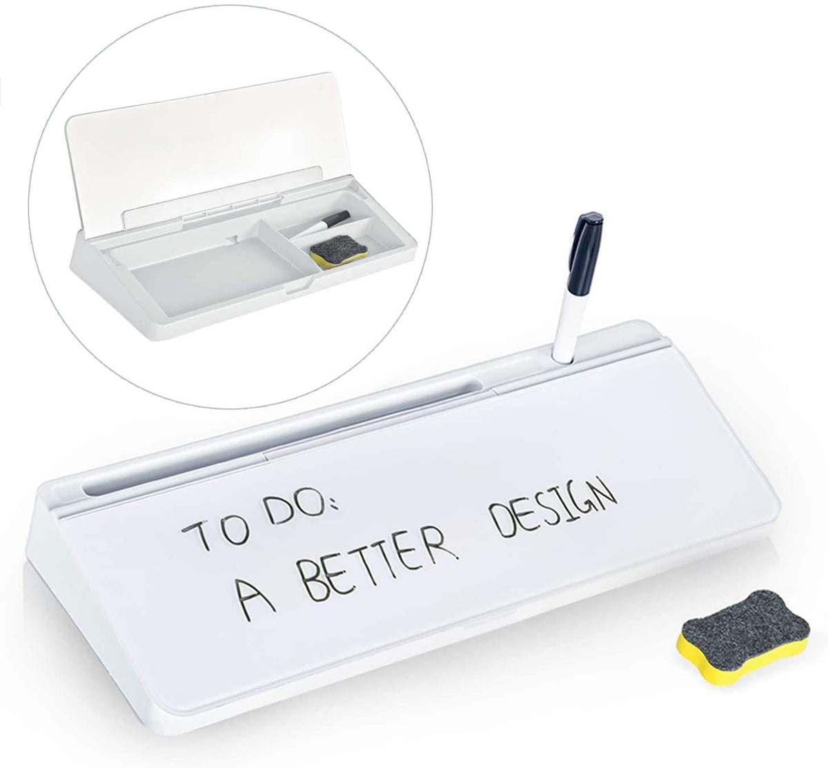 Desktop Glass Whiteboard with Storage Tray