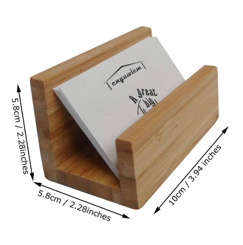 Bamboo Desk Card Holder