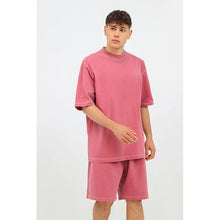US Size 100% Cotton Dazzle Dyed Oversized Streetwear Unisex Fashion T-Shirt Shorts Set Drop Shoulders Casual Summer Style