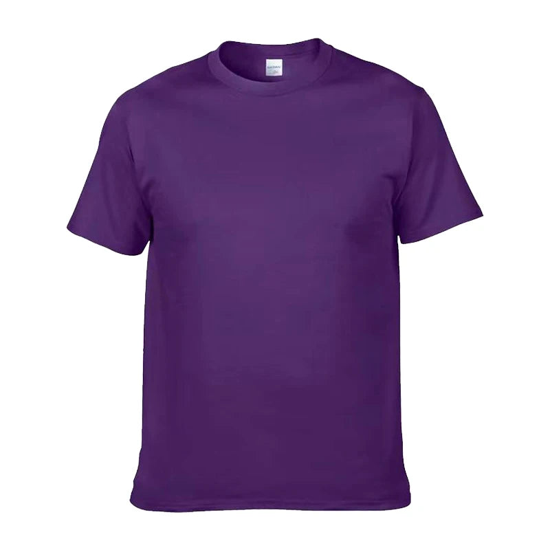 Plus Size 100% Cotton 150 GSM Custom Logo Printed Solid Color Lightweight Breathable O-Neck T-Shirt Men European Size Plain Dyed