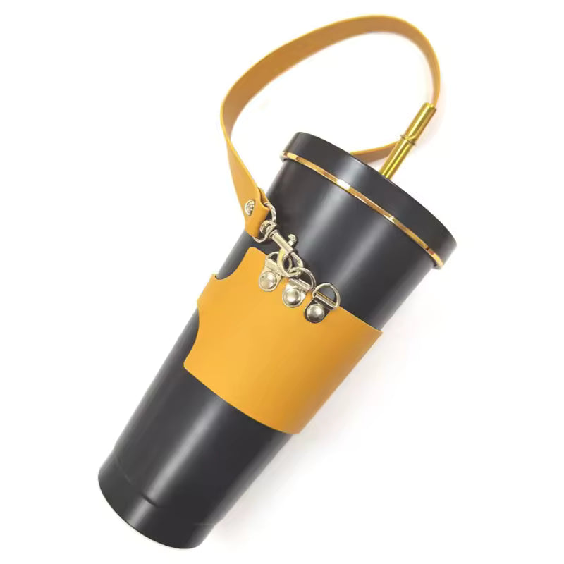 Adjustable PU Leather Cup Carrier