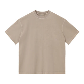 US Size 100% Cotton Dazzle Dyed Oversized Streetwear Unisex Fashion T-Shirt Shorts Set Drop Shoulders Casual Summer Style