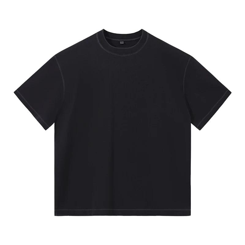 US Size 100% Cotton Dazzle Dyed Oversized Streetwear Unisex Fashion T-Shirt Shorts Set Drop Shoulders Casual Summer Style