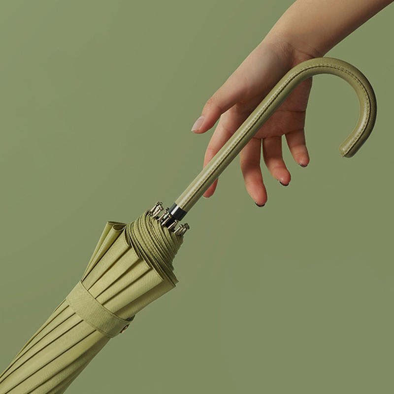 23" Elegant Straight Umbrella with Leather Handle