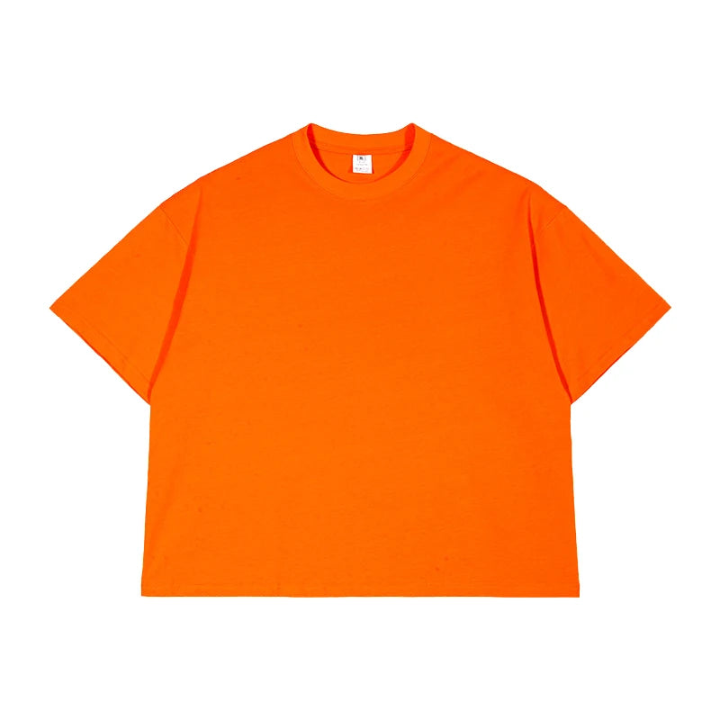 100% Cotton Boxy Men's T-Shirt 240 GSM Heavyweight Streetwear Oversized Dropped Shoulders Cropped Custom Logo Short American OEM