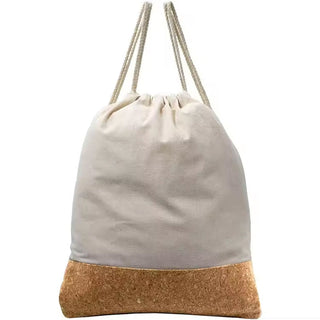 Cork Accent Canvas Drawstring Bag
