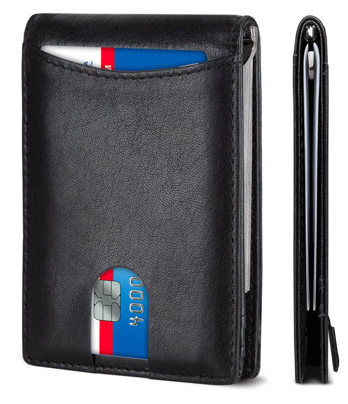RFID Blocking Slim Leather Bifold Wallet