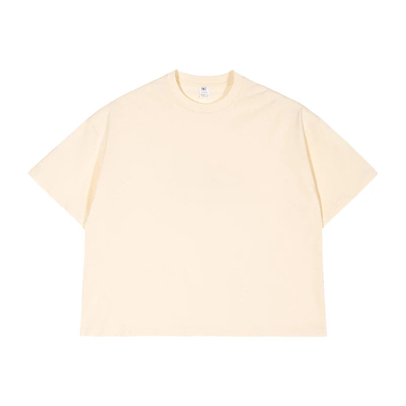 100% Cotton Boxy Men's T-Shirt 240 GSM Heavyweight Streetwear Oversized Dropped Shoulders Cropped Custom Logo Short American OEM