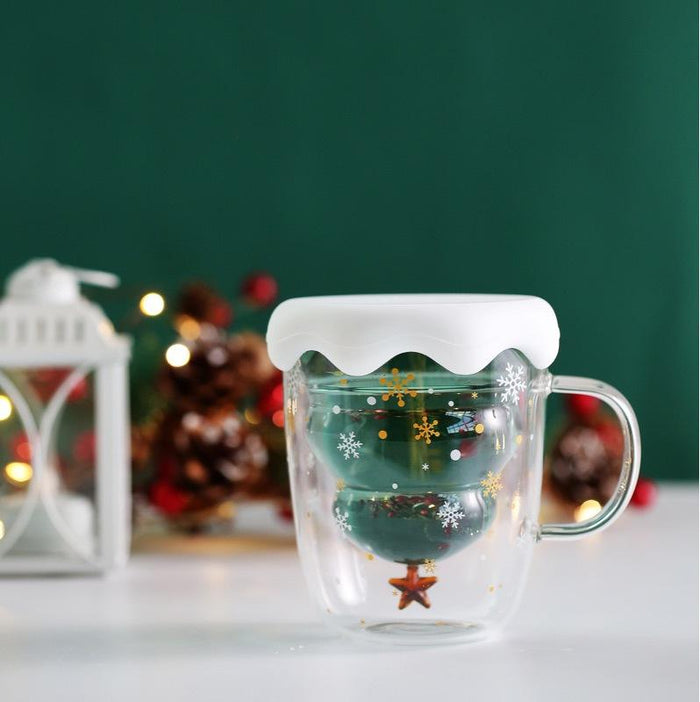 TreeSip Double Wall Christmas Glass Mug