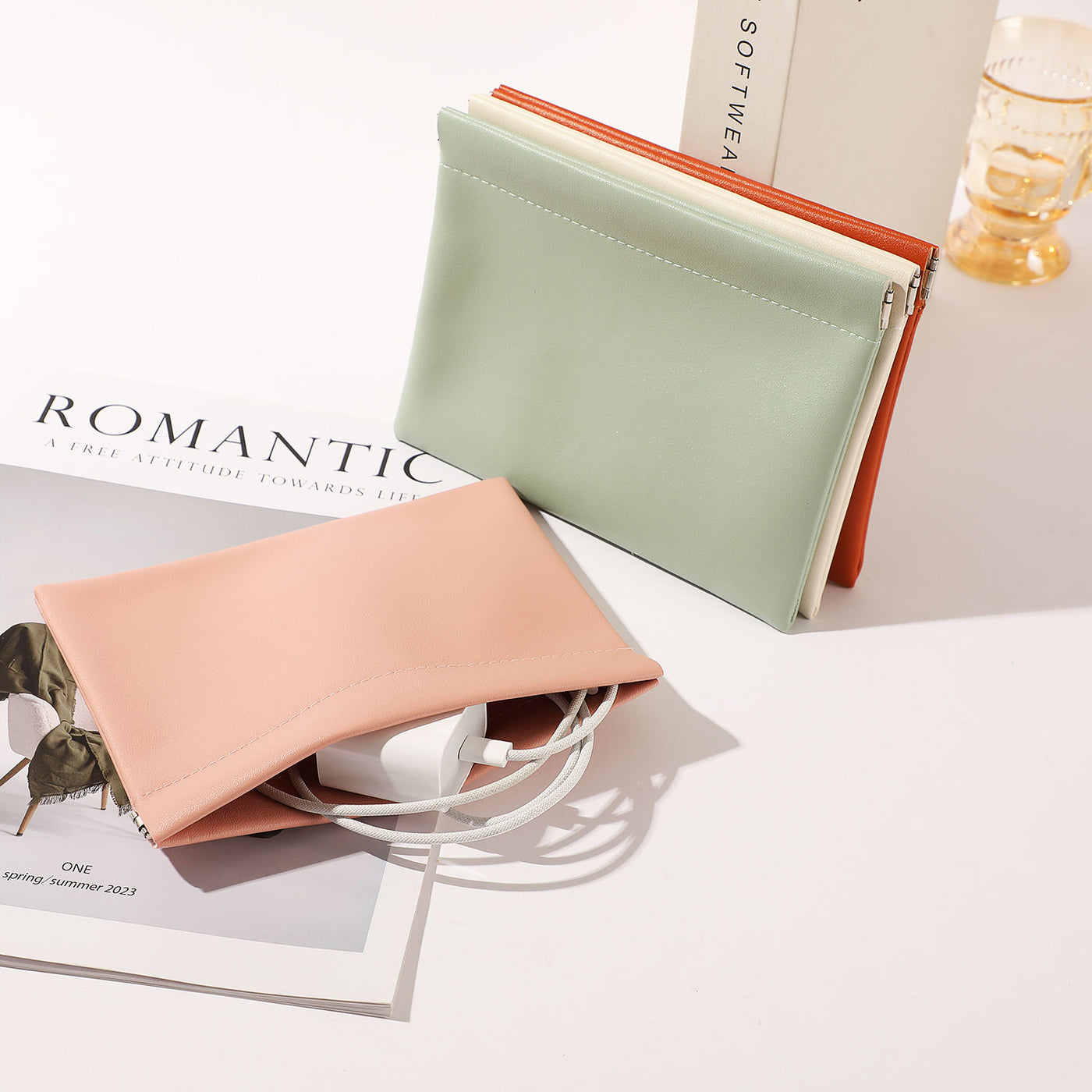 PU Leather Auto-Closure Pouch
