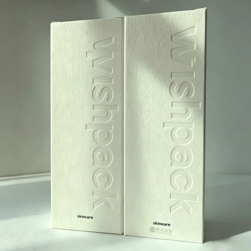 Custom-designed packaging boxes for small businesses featuring unique textured paper for skincare, perfume, and cosmetics