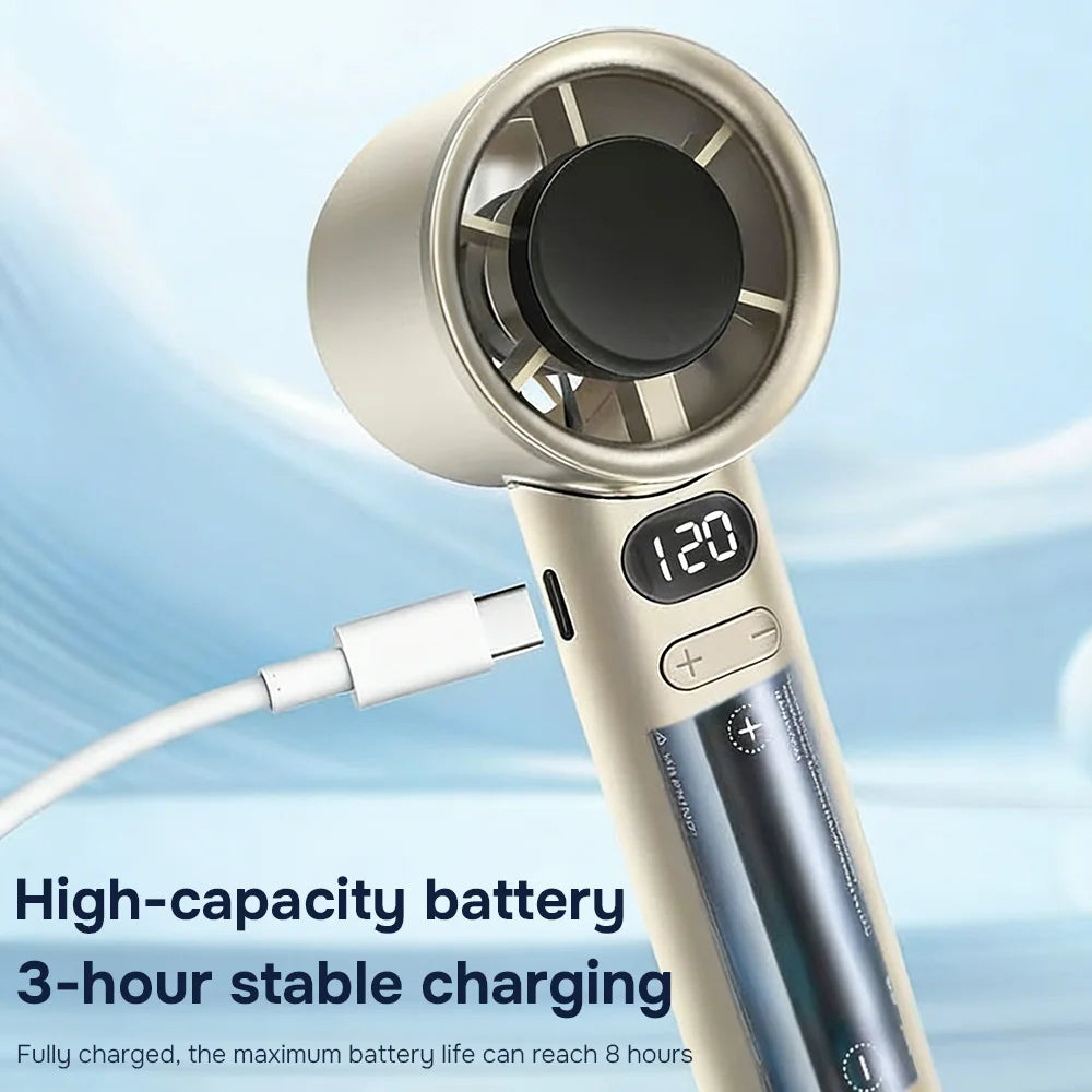 Ai Portable Waist Fan 6 Speeds 16000Rpm Strong Tu With 5-Speed Settings Dual-Side Custom Fans Handheld Electric Rhinestone