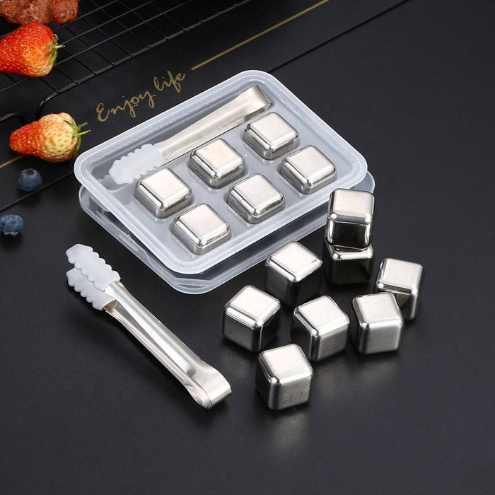 6-Piece FrostSteel Reusable Ice Cubes