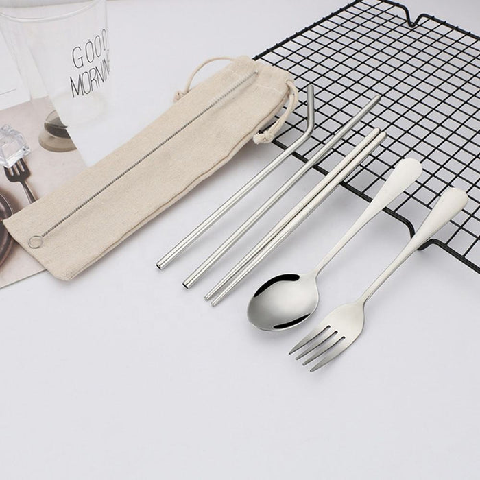 Stainless Steel Cutlery Set with Canvas Pouch