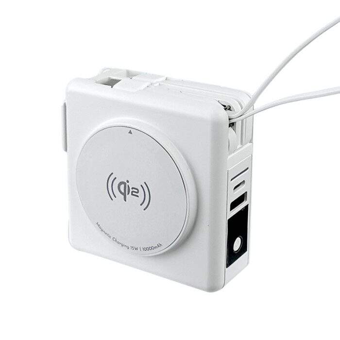 10,000mAh Magnetic Wireless Powerbank with Built-In Wall Plug