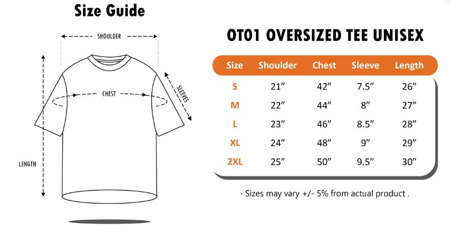OT01 Oversized Short Sleeve T-Shirt (210gsm Unisex)