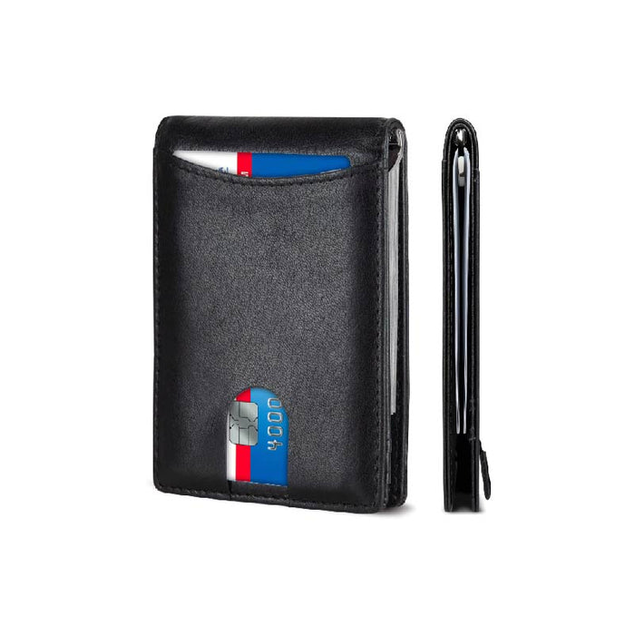 RFID Blocking Slim Leather Bifold Wallet