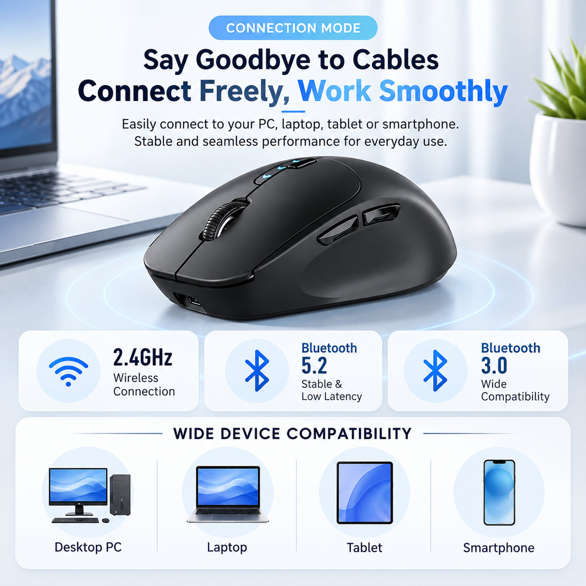 Dual-Mode Ergonomic Wireless Mouse
