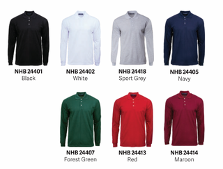 NHB2440 North Harbour Soft Touch Long Sleeve Polo Shirt (Unisex)