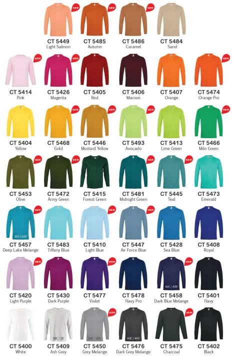 CT54 Plain Cotton Long Sleeve T-Shirt (Unisex)