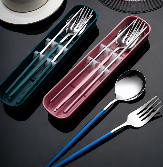 Elegant Stainless Steel Travel Cutlery Set - hover image