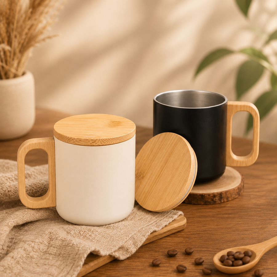 400ml WoodGrip Stainless Steel Mug