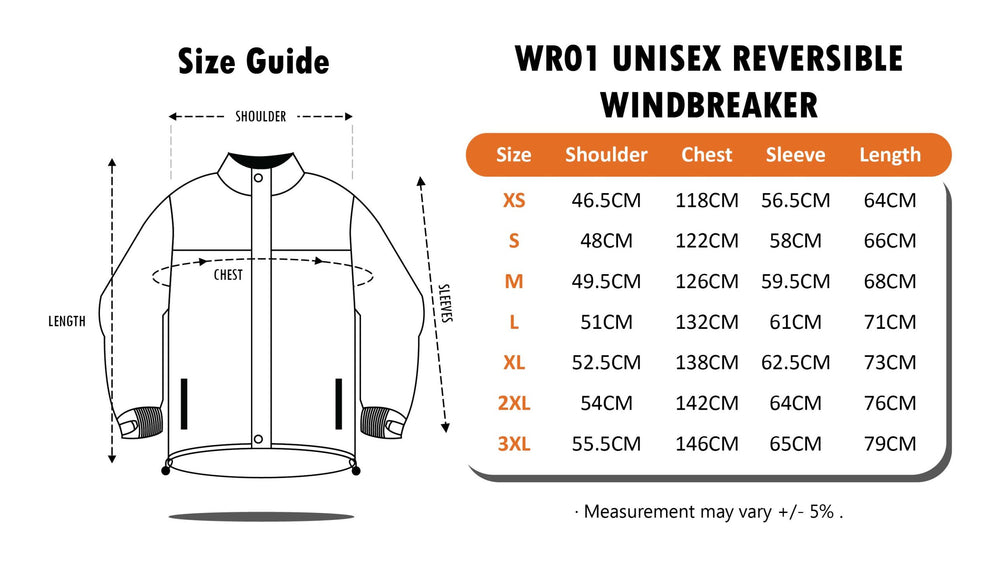 WR01 Reversible Full-Zip Windbreaker Jacket (Unisex)