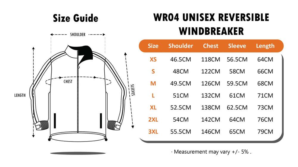 WR04 Sportline Reversible Full-Zip Windbreaker Jacket (Unisex)